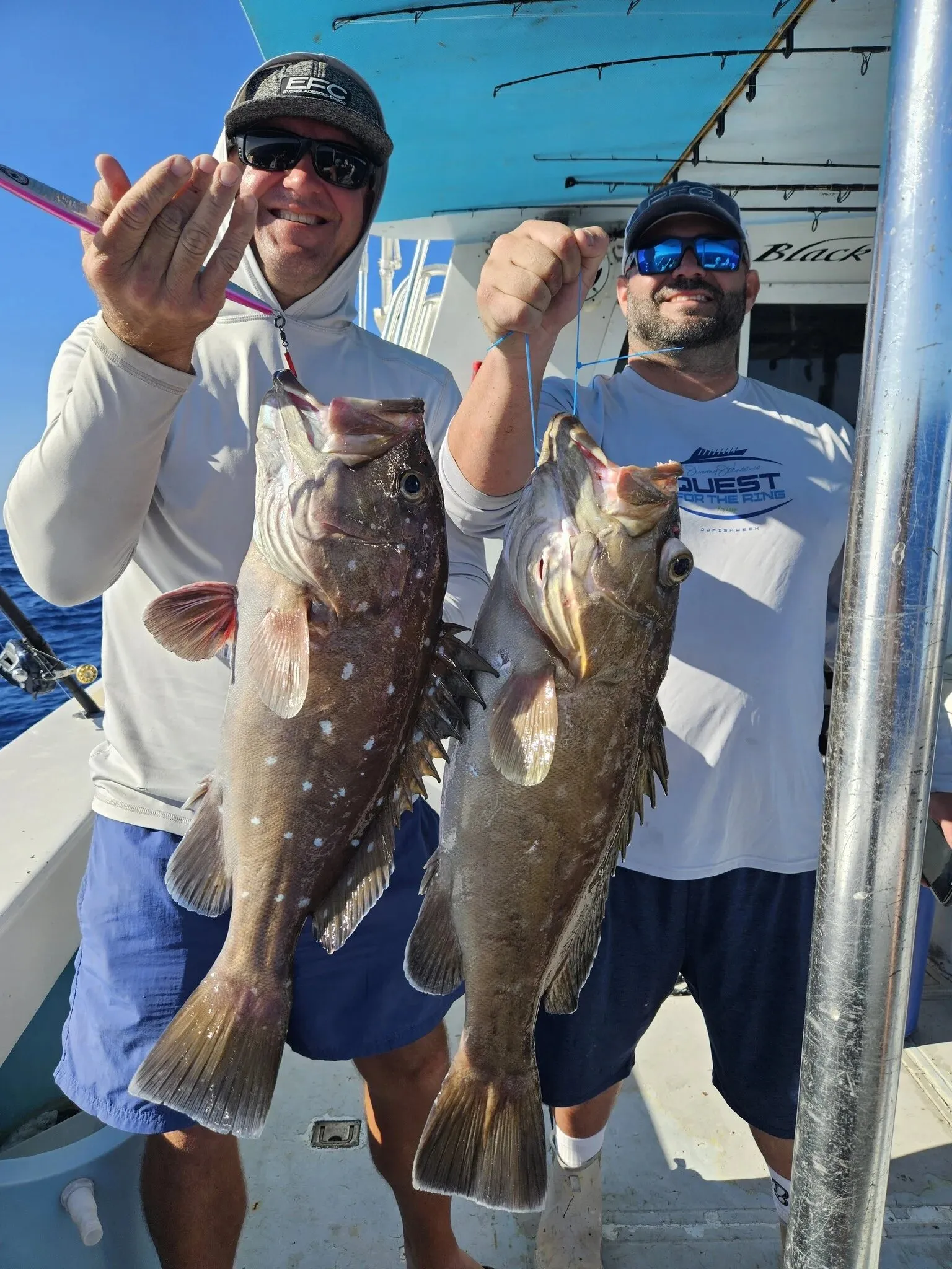 Anglers with a pair of grouper